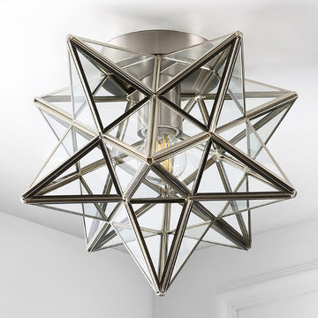 Stella 12" Moravian Star Metal/Clear Glass LED Flush Mount